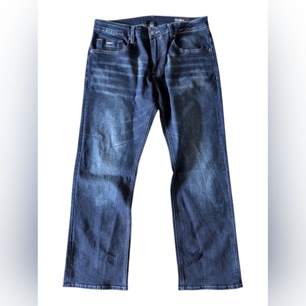 Buffalo David Bitton Six-X Slim Straight Distressed Blue Jean Stretch Mens 36X30